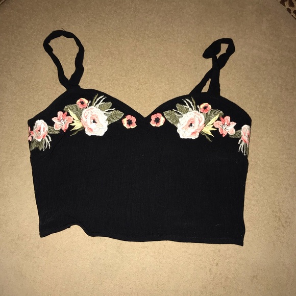 Xhilaration Tops - 8/$40 Xhilaration black crop top w/ flowers